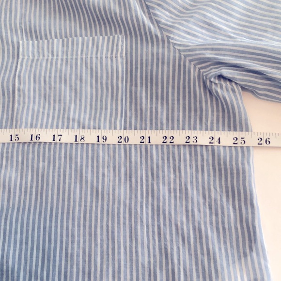 Chico’s Pinstripe Front Sheer Floral Back Shirt - Picture 12 of 16